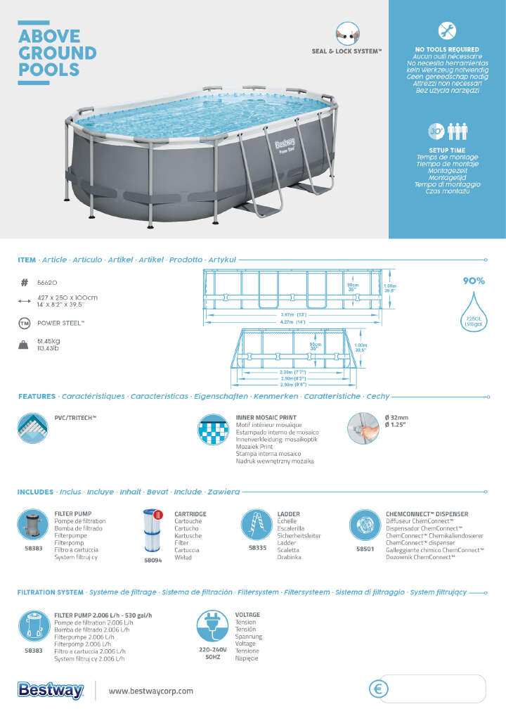 Bestway Power Steel Frame Pool Komplettset inkl. Filterpumpe & Sicherheitsleiter Bestway Power Steel Frame Pool Komplettset inkl. Filterpumpe & Sicherheitsleiter